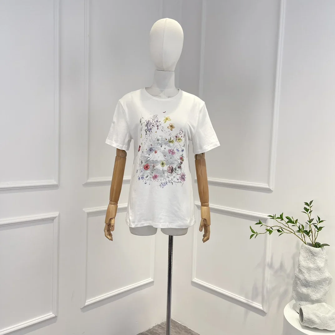 

Summer White Short Sleeve Floral T-shirt