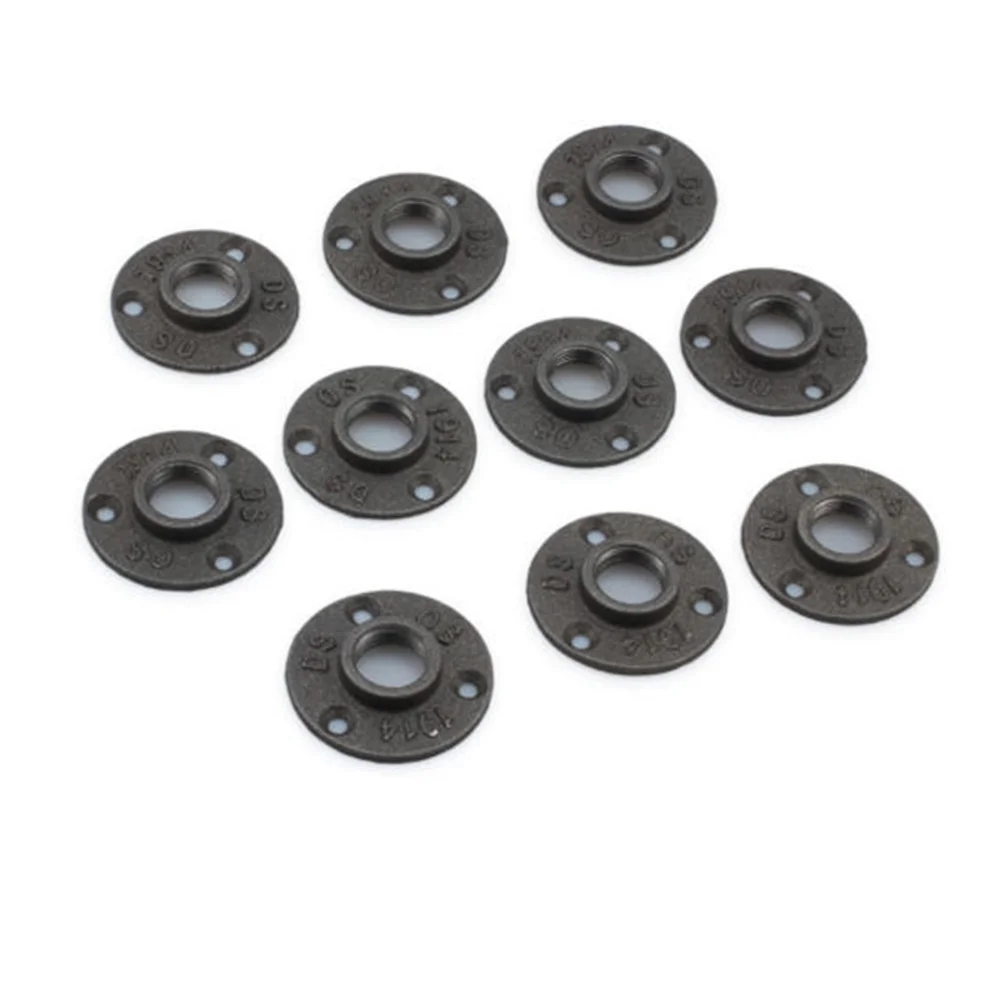 

10Pcs 4 Inch Malleable 3/ 4 Floor Malleable Floor Industrial Flange Floating Shelves Iron Fittings Industrial Flange Floating