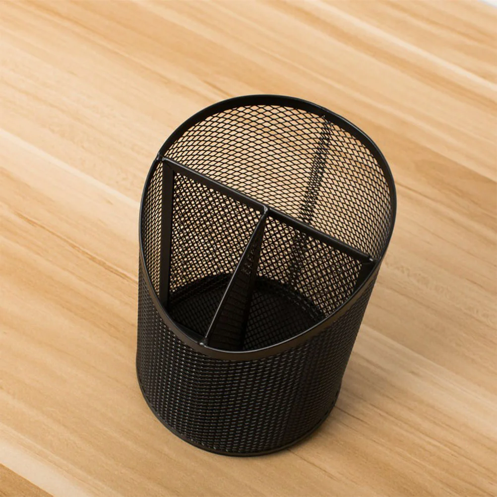 holder pen mesh desk for black- cup holders- Black Creative Cups Bevel Pen Container Metal- Holder Desktop Office accessories