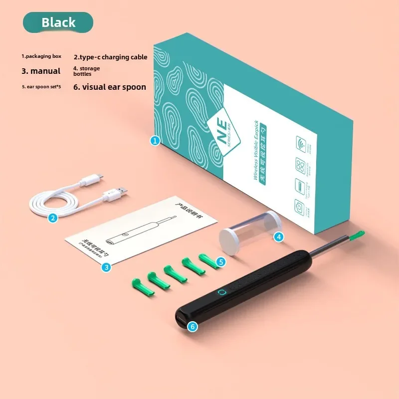 Smart Visual Ear Cleaner with Camera 1296P Ear Sticks USB C Charging Ear Wax Removal Tool WIFI Connection 6 LED Lights Earpick 5