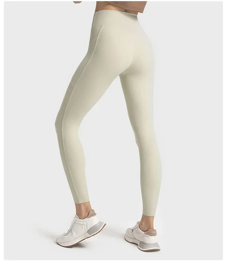 Lemon Women's Pants Gym Yoga Fitness Leggings Outdoor Jogging Sport Ribbed Fabric Women Pants High Waist Tights Female Legging