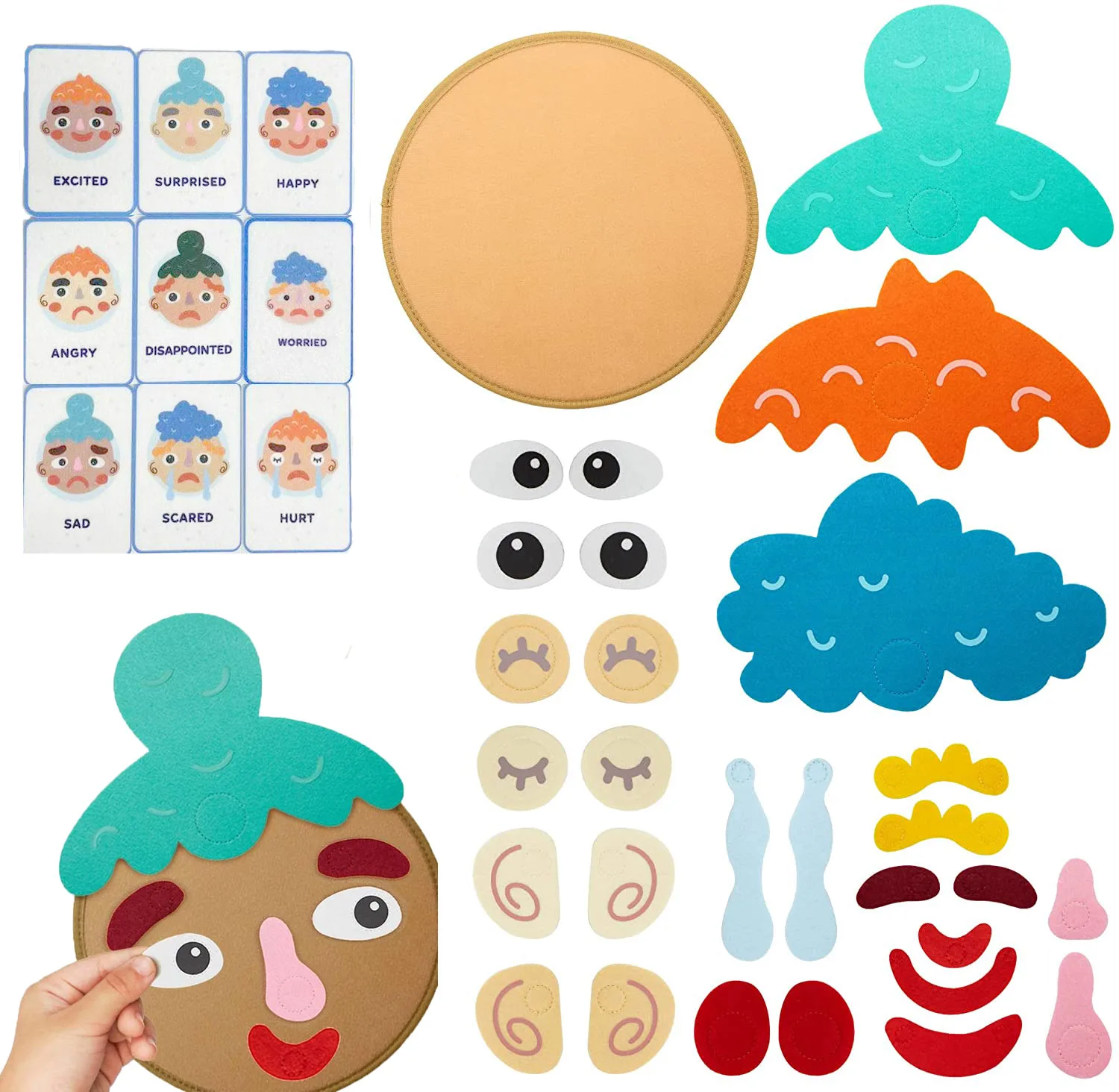 Kids Montessori Facial Expression Game Emotional Change Toys With 9pcs Cards Preschool Learning Educational Toys 5
