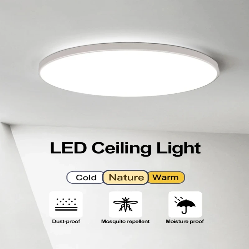 hepside Plafoniera Led Soffitto [2 Pezzi] - 3000K/4000K/6500K Plafoniere Moderna, 18W 1800LM Super Luminoso Lampada per Bagno Camera da letto Salotti Cucina Cantina 18 cm
