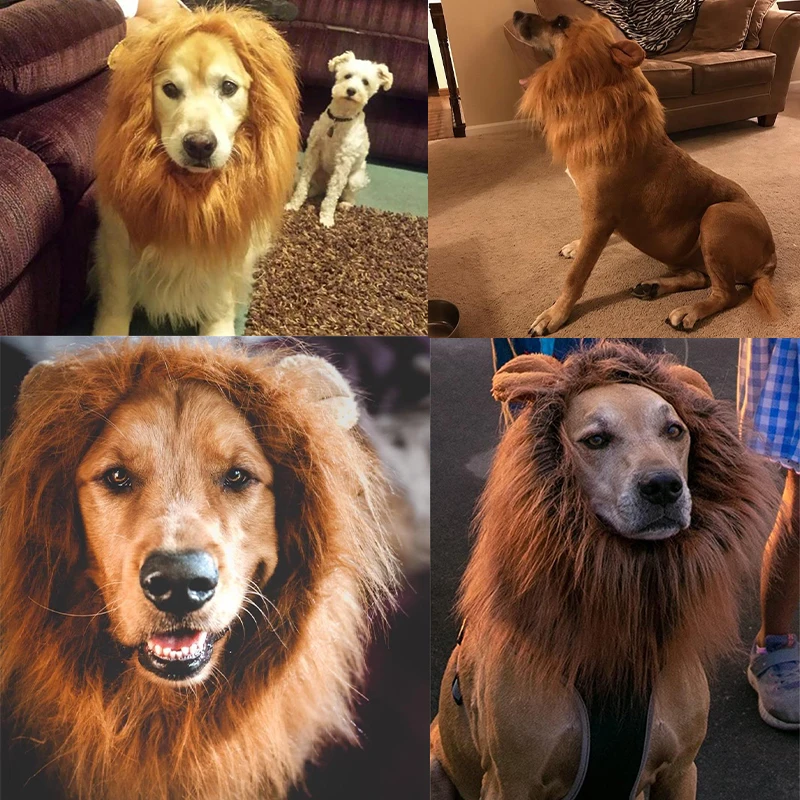 NONOR Cute Pet Dog Cosplay Clothes  Costume Lion Mane Winter Warm Pet for Large Dogs  Party Decoration with Ear Pet Accessories