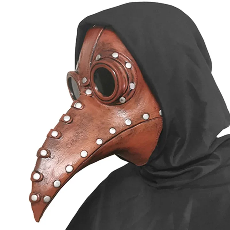 Halloween Black Rubber Plague Doctor Mask Long Nose Bird Beek Steampunk Gas Latex Face Mask Cosplay Prop for Kids and Adult