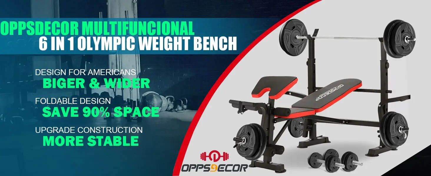 Description Picture 2 of itemAQOPPSDECOR 600lbs 6 in 1 Weight Set Squat Adjustable Workout Bench with Leg Developer Preacher Curl Rack Fitnes