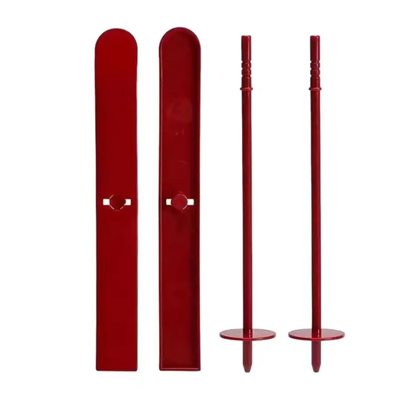 Miniature Snow Skis 2X Snowboard Decorations Ski Poles Christmas Desktop Ornaments Christmas Gnome