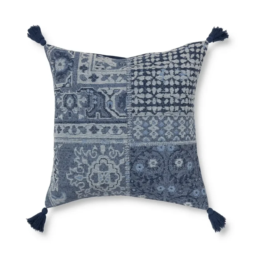 

Patchwork Decorative Square Throw Pillow, 20" x 20", Denim, Single Pillow