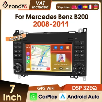 Radio Podofo CarPlay Android Auto para Mercedes Benz W169 W245 B200 W906 Sprinter W639 Vito WIFI GPS FM RDS 7" Auto Radio 2 Din 1
