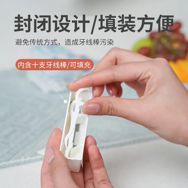 Egygomb Hordozható Automatikus Fogselyem Tárolódoboz Tiszta És Egészségügyi 10 Darab Kitölthető Abs - Image 2