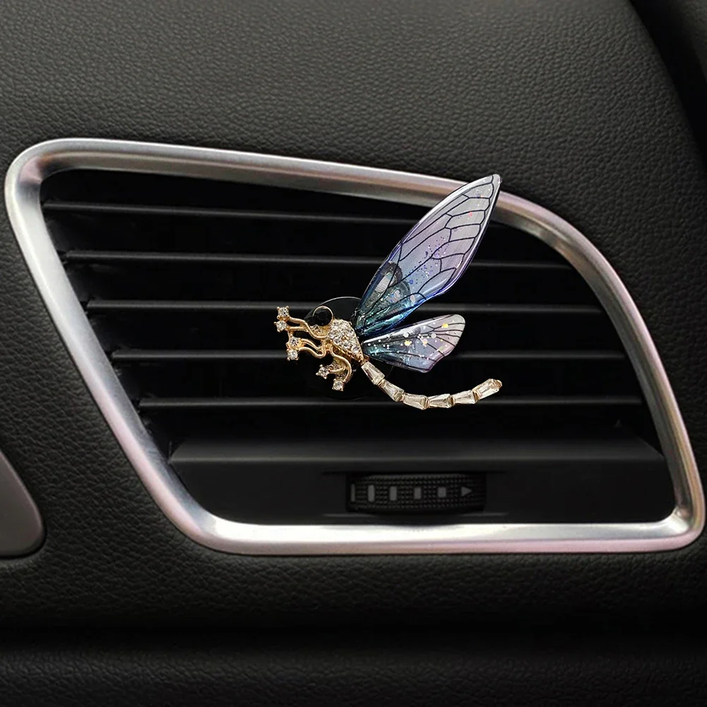 Shiny Rhinestone Dragonfly Car Air Freshener Clip