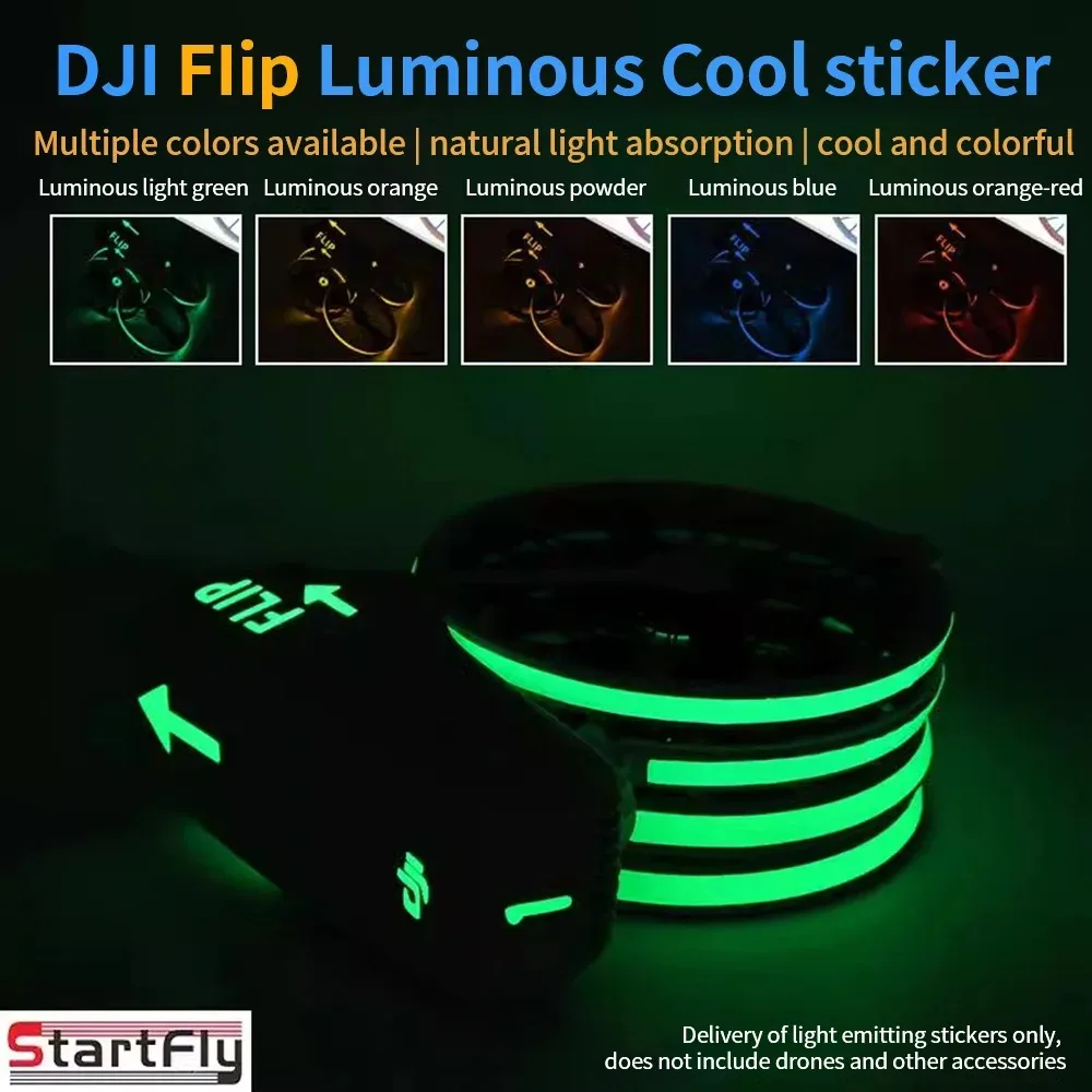 For DJI FLIP Drone Luminous Stickers Night Safety Cool Flight Decoration Decals Skin Anti-Scratch Protective Film Accessories ﻿