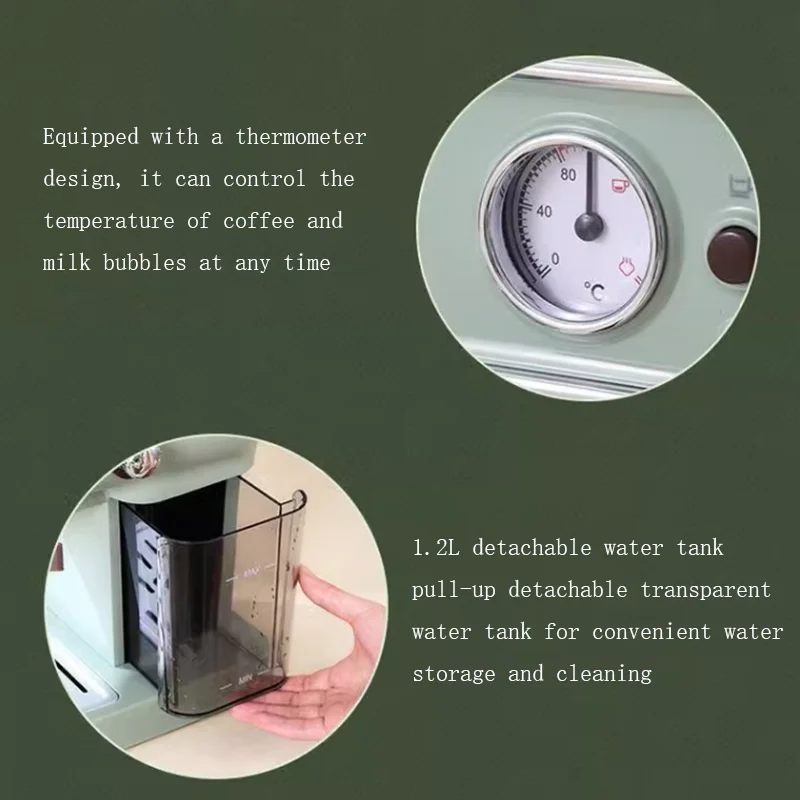 15Italian Electric Coffee Machine Bar Semi-automatic Espresso Retro Manufacturer Cappuccino Pump Type with Frother Milk Cool 3