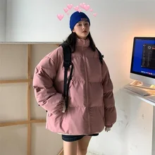 

Autumn and Winter New Style Plus Velvet Thick Warm Down Jacket Loose Trendy Fashion Stand Collar Casual All-match Top