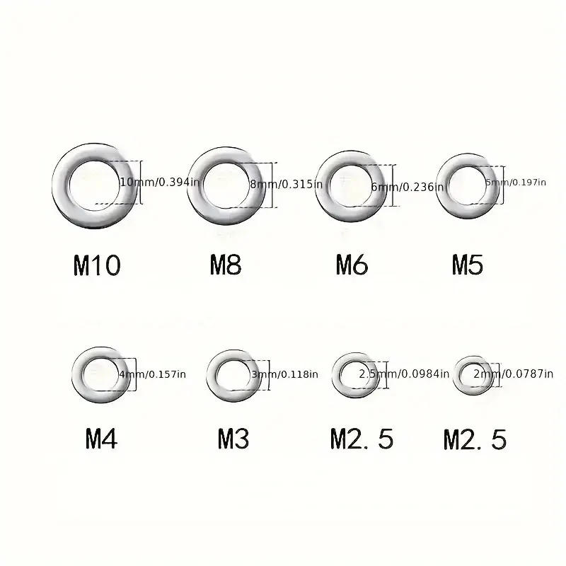 304 Stainless Steel Flat Washers Set Perfect For Home Decor Factory Repair Kitchens Shops & More 360/580pcs stainless steel washers