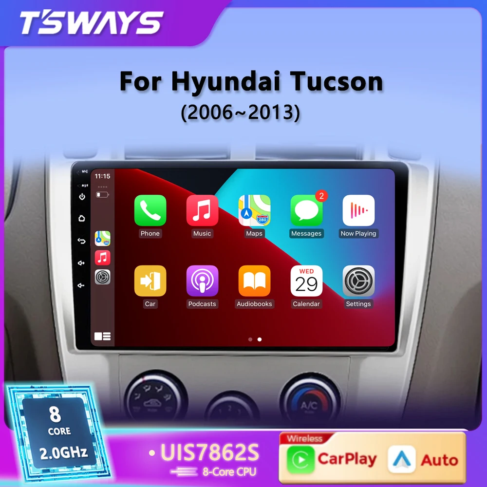 

Tsways Pro 8 Core 2 din Android 12 Car Radio multimedia Video player For Hyundai Tucson 2006-2013 Autoraido Carplay 5G WIFI gps