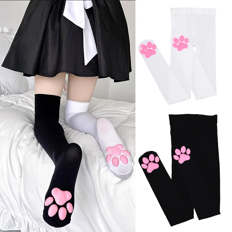 

Японские милые носки до колен с кошачьими мясами, анимационные гольфы, аниме колготки с трехмерным кошачьими когтями, сексуальные чистые женские чулки Jk