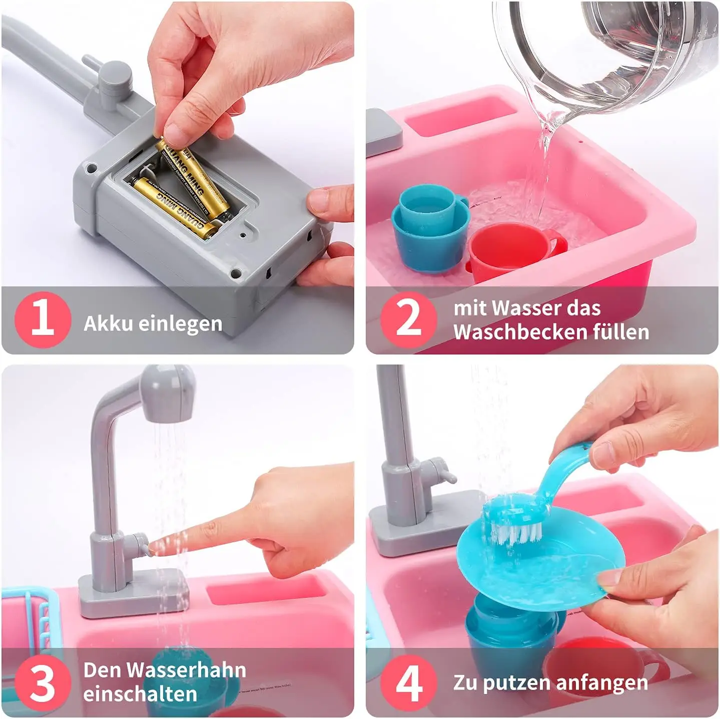 Cute Stone Sink Toy ， Upgraded Faucet, Kitchen Playset, Pool Floats, Kids Dishwasher Roleplay. 3