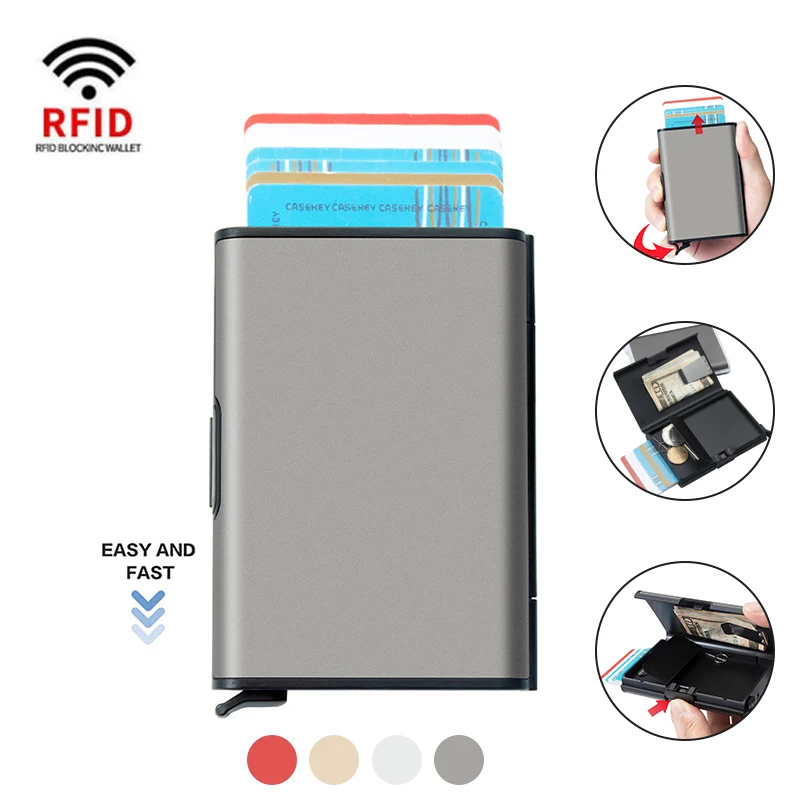 

Rfid Credit Card Holder Men Minimalist Coin Wallets Pop Up Metal Id Bank Cardholder Case Identification Card Holder Folders 2022