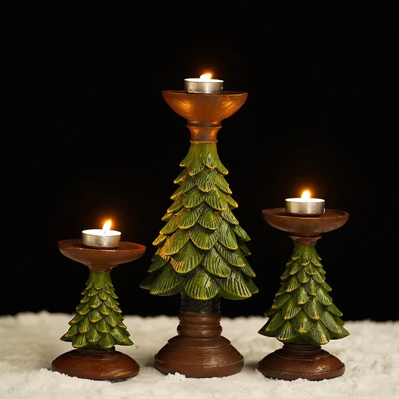 Description Picture 2 of itemChristmas Tree Candle Holder Modern Resin Statue Candleholder For Decoration Candlesticks Living Room Sculpture Home Decor Table