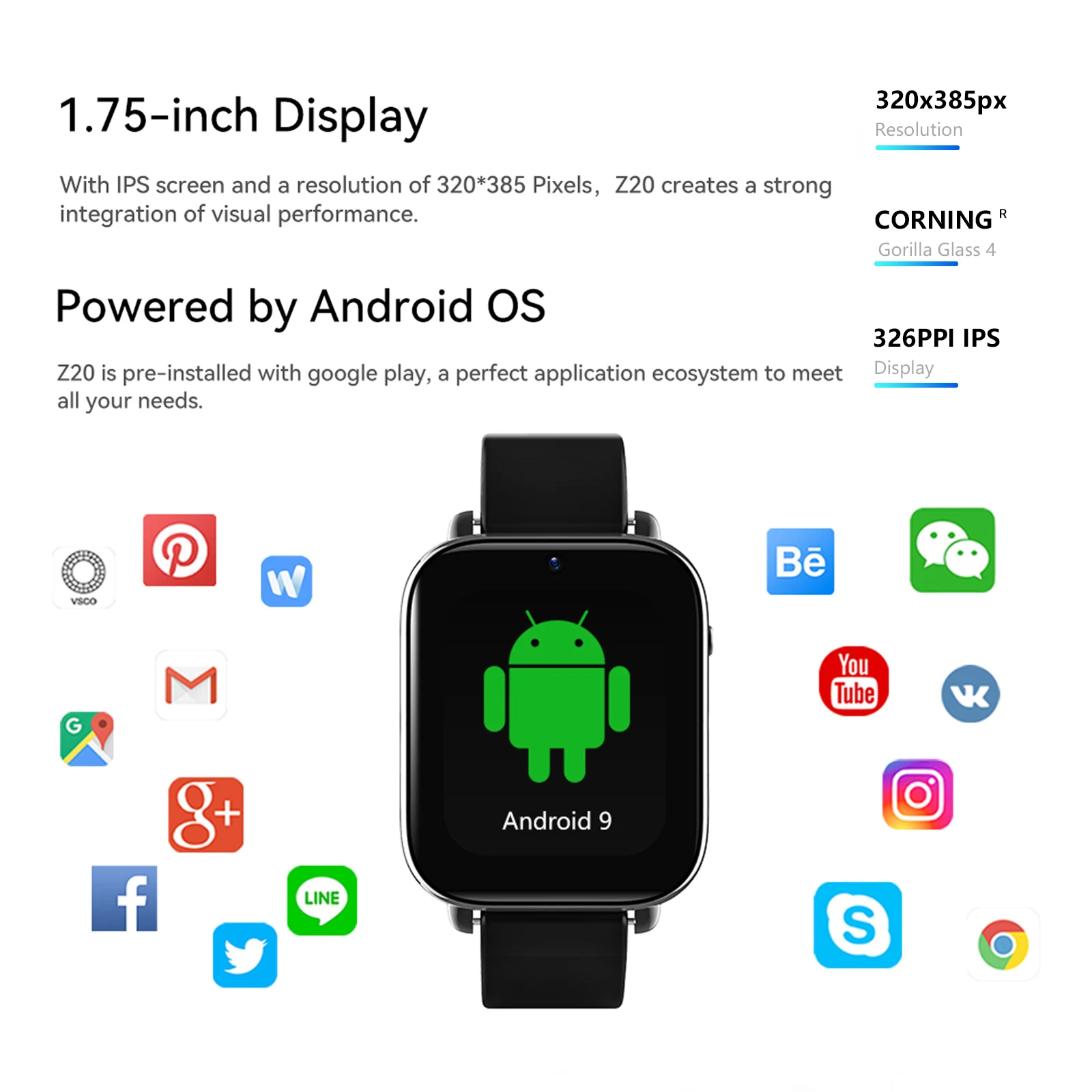 LEMFO Z20 Ʈġ   4G 128G ȵ̵ ð 2023 3ATM  850mah 8MP ī޶ GPS  ѱ    ̺ 1.75 inch 320*385 HD for ȵ̵ IOS