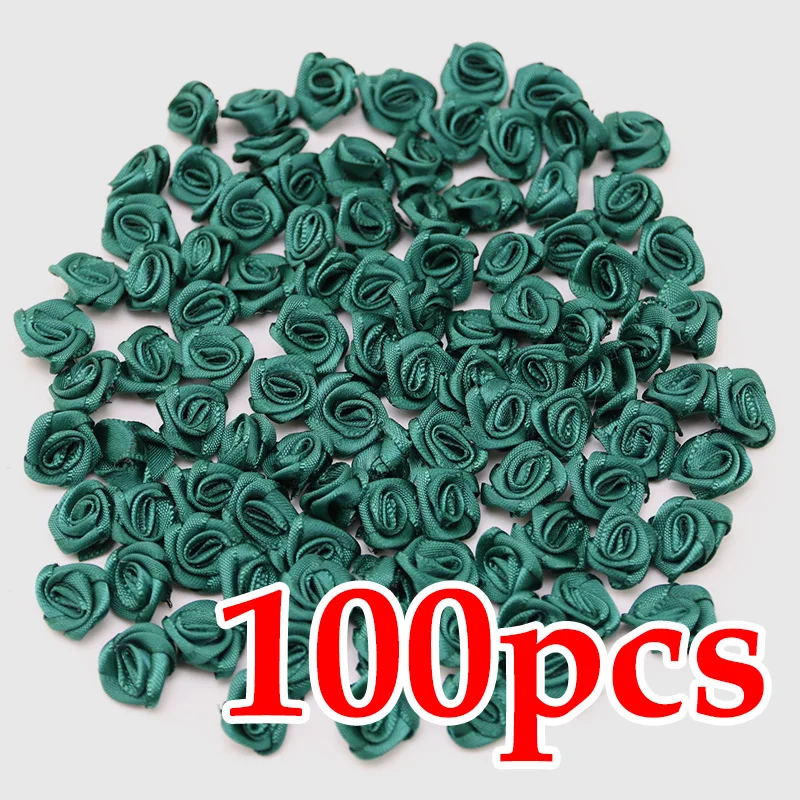 100-Pack Mini Pink Satin Ribbon Flowers for Crafting and Party Decor