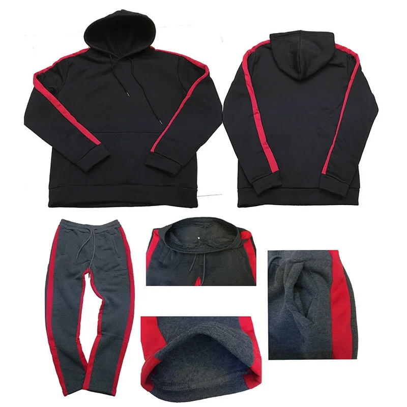 Mens Tracksuit Printing Sweatshirts Outfit 2 Piece Set Sportwear Hoodies Drawstring Sweatpants Sports Suits Male Casual Clothes