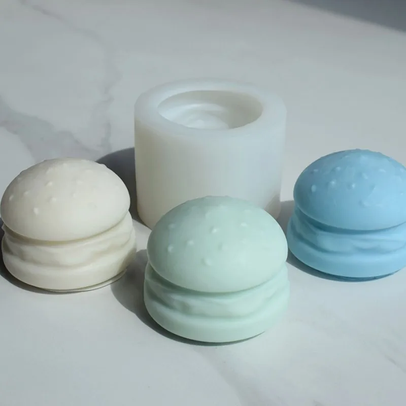 

Simulated Hamburger Candle Silicone Mold DIY Drop Gum Aromatherapy Gypsum Handmade Soap Cake Baking Mold