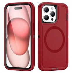 Heavy Duty Shock Absorption Full Body Protective Silicone Rubber Phone Case - iPhone 15 (Red black)