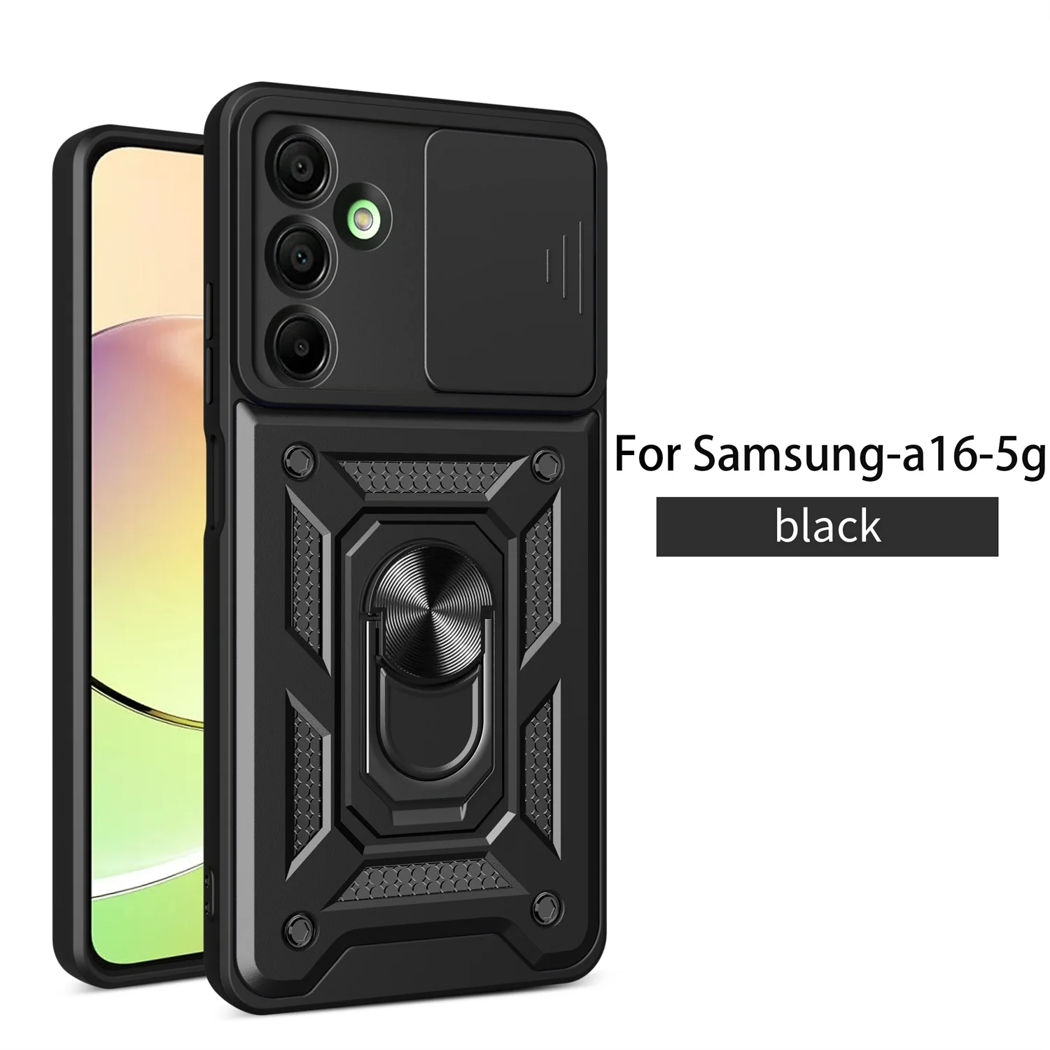 Shockproof Armor Phone Case with Magnetic Ring Stand Holder - Durable Back Cover