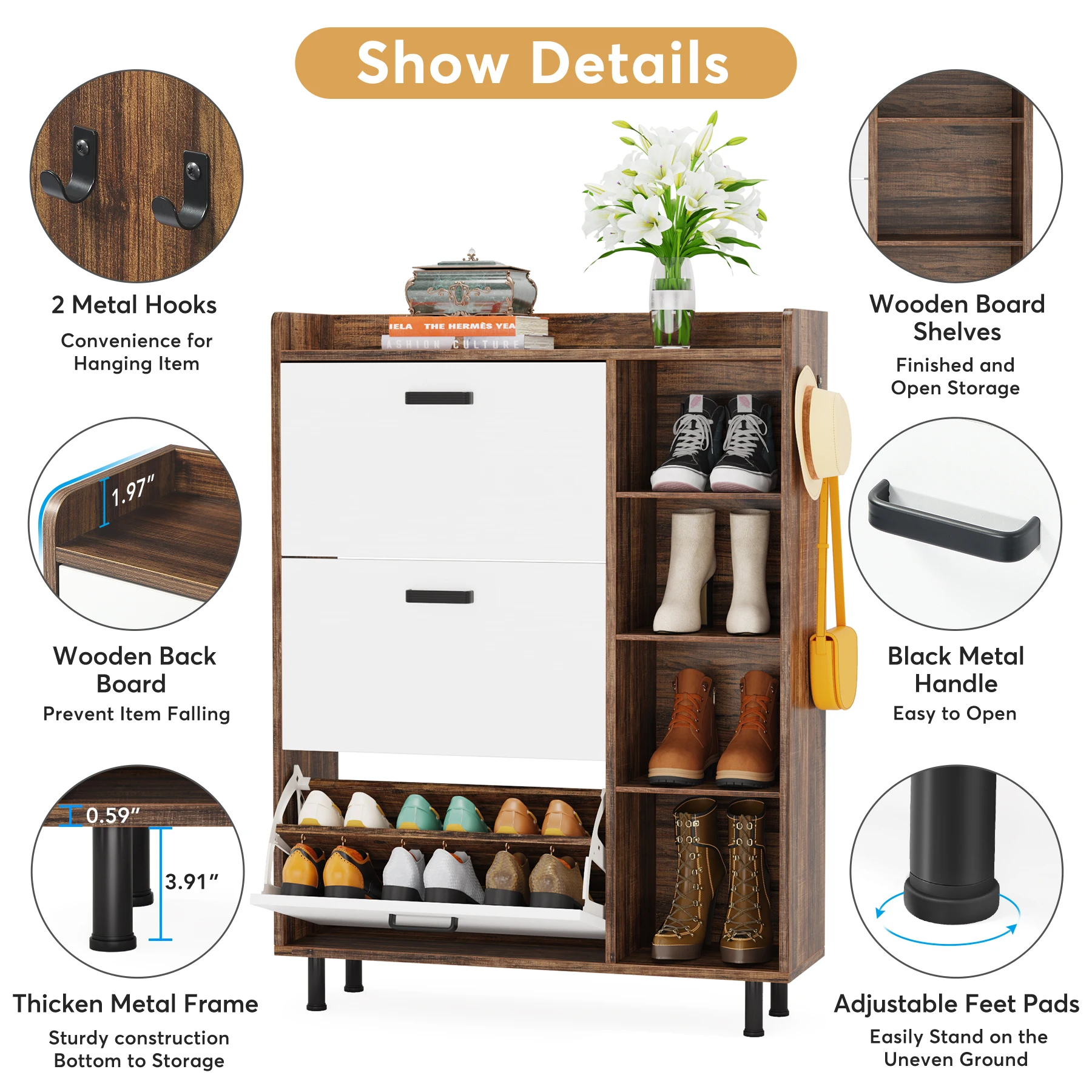 Tribesigns Shoe Storage Cabinet, Freestanding Shoe Storage