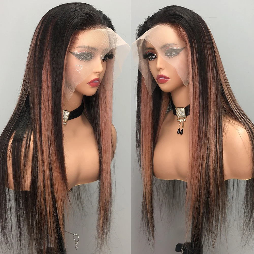 

Straight Lace Front Wigs Pink Brown Blonde Mixed Human Hair Wigs 13x4 13x6 Highlight Human Hair Lace Frontal Wig 4x4 5X5 Closure