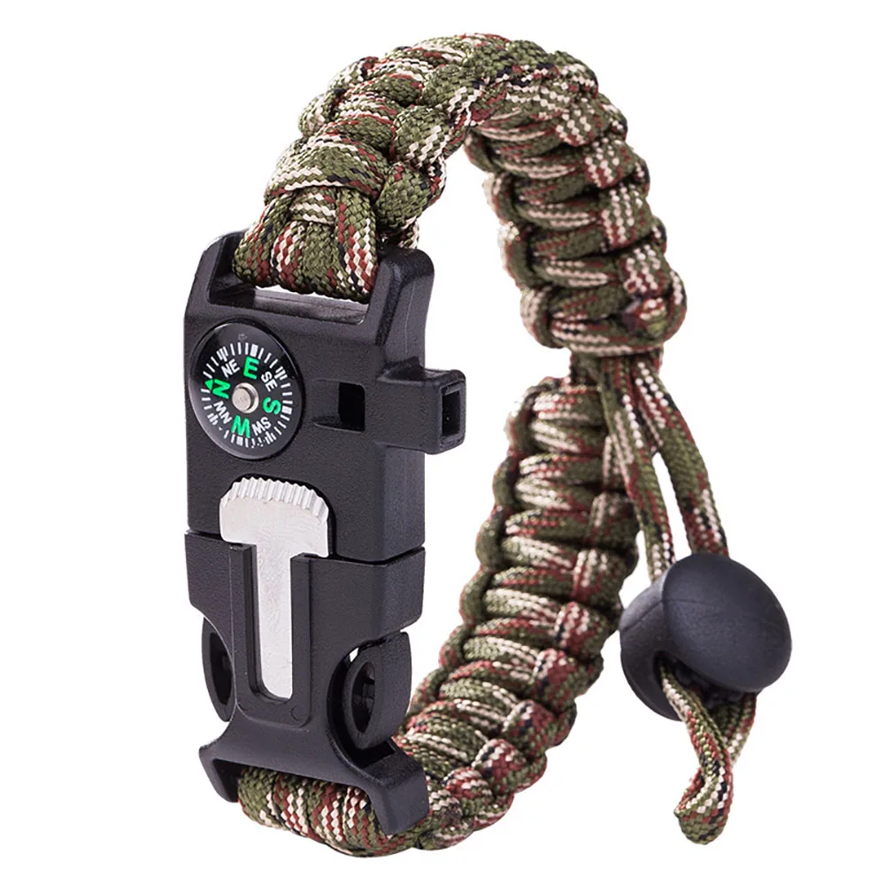 Knitted Bracelet Multi-Function Camping Emergency Braided Adjustable Survival Bracelets Buckle Umbrella Rope Outdoor Paracord