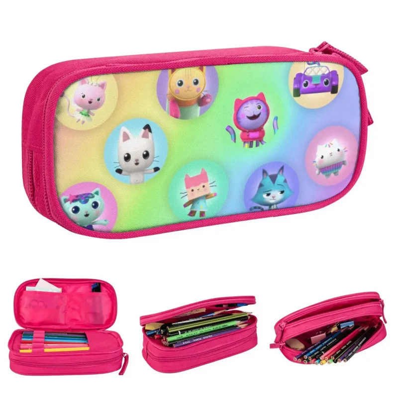 

Kawaii Gabby Dollhouse Pencil Cases Cartoon Pen Bags for Student Big Capacity Students School Zipper Pencil Box