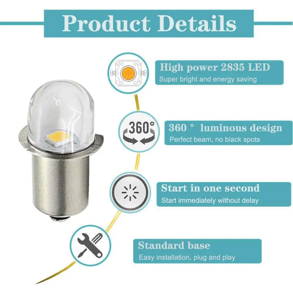LED Miniature Lamp DC 3V 4.5V 6V 12V 18V 1SMD Pair P13.5S PR2 PR3 Warm White Flashlight Torches Work Light Replacement Bulb led replacement bulb