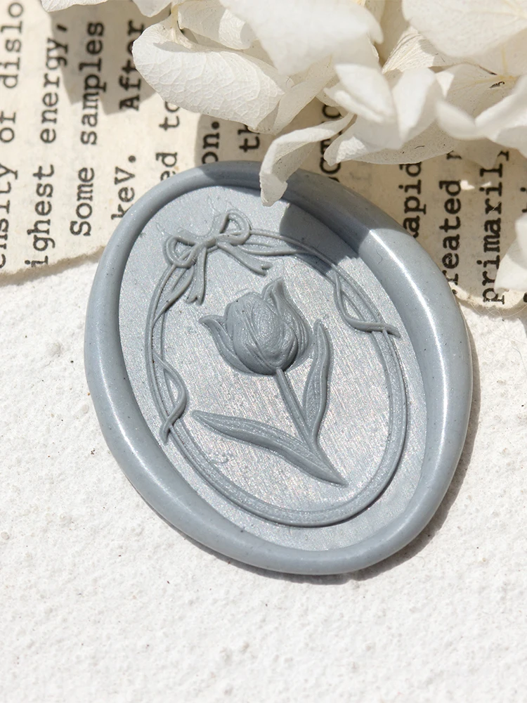 Tulip Fire Seal Copper Head Multi-Layer 3d Laser Relief Envelope Invitation Wax Seal Stamp Handmade DIY Toy Children'S Stamp