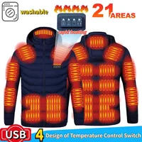 21 Areas Heating Jacket Men’s Winter Usb Electric Heating Coat Functional Self-Heating Clothes Outdoor Snow Thick Padded Jacket