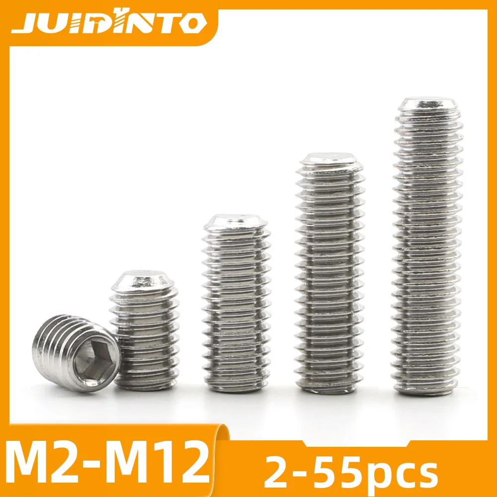 JUIDINTO 255pcs Hex Socket Set Screw Flat Point Stainless Steel Grub