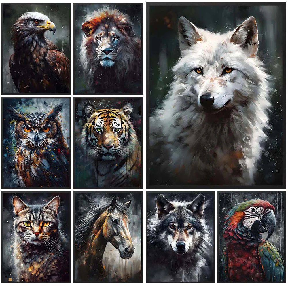 

Watercolor Wild Animals Dog Fox Cat Posters Tiger Wall Pictures For Living Room Nordic Poster Wall Art Canvas Painting Unframed