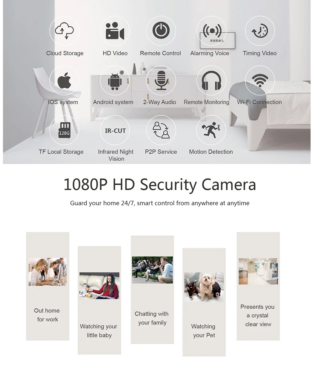 HD 1080P IP Camera Tuya Smartlife App Surveillance Security WiFi Baby Monitor Wireless Mini CCTV Indoor Home Camera Smart Alarm best night vision security camera