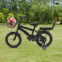 Vélo pour enfants de 14 pouces pour enfants de 3 à 7 ans, avec roue d'entraînement et panier réglables en hauteur, noir/blanc/violet/rose 1