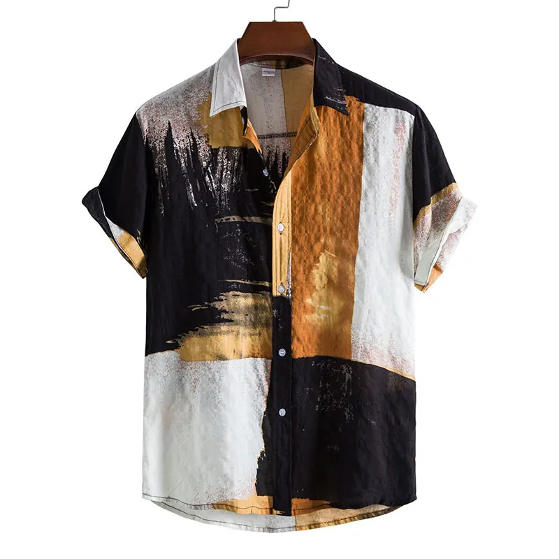 Elegant Fashion Harajuku Slim Fit Ropa Hombre Loose Sport Casual All Match Tops Square Neck Color Blocking Short Sleeve Blusa