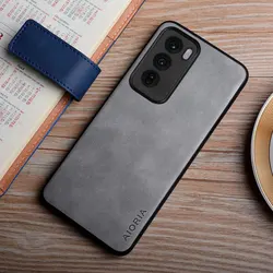 Luxurious Silky Feel Durable Leather Case - Premium Protection for Reno11 (Light Grey)