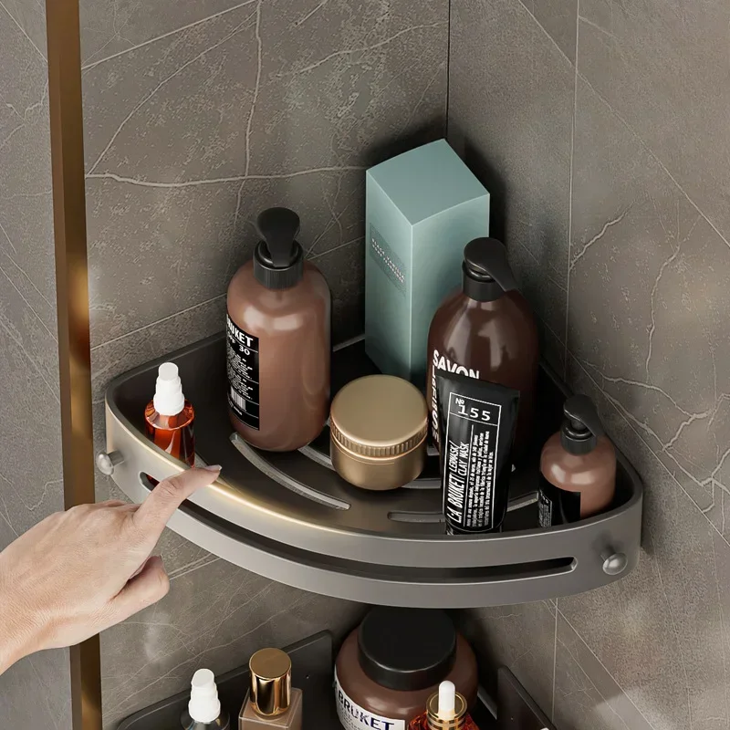Three Layers Bathroom Nail-free Shelf Shower Corner Shelf Plastics Shampoo Shelf Shower Supply Storage Bathroom Accessories 3