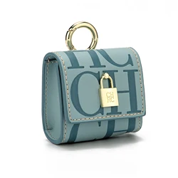 Premium Embossed Bluetooth Headset Case with Key Ring - Stylish Compact Accessory (BLUE)