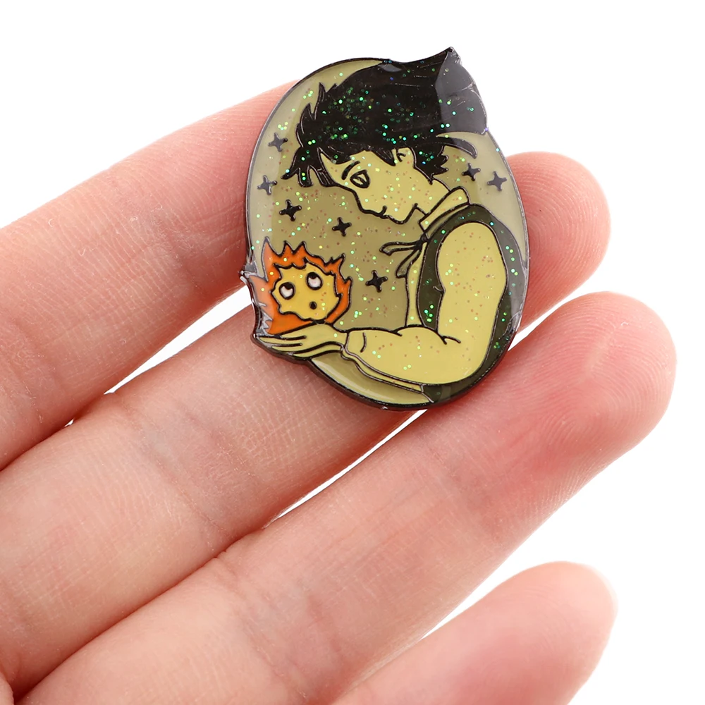 Anime-Inspired Fire Badge Enamel Pin – Trendy Backpack & Lapel Accessory Gift
