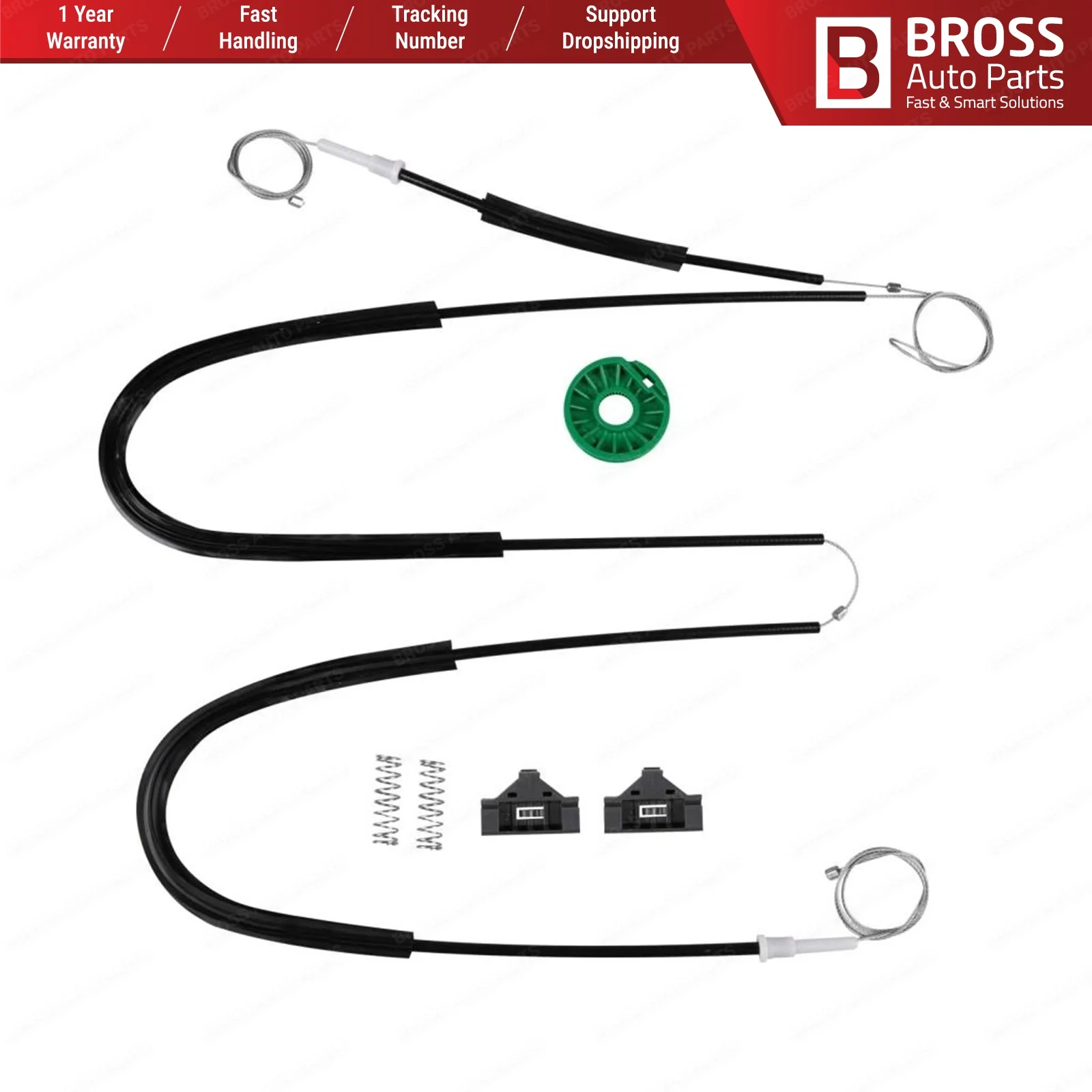 Bross Auto Parts BWR556 Electrical Power Window Regulator Repair Kit Front Left or Right Door for Seat Ibiza Coupe 1999-2002 | Автомобили
