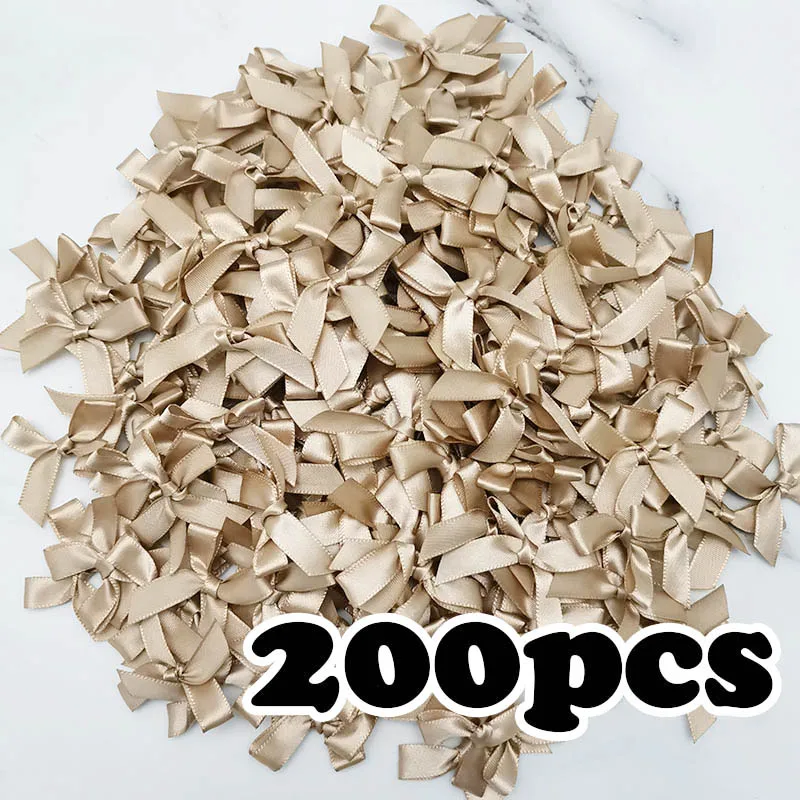Satin ribbons 200 Pcs Champagne Small Size for DIY Craft Decoration