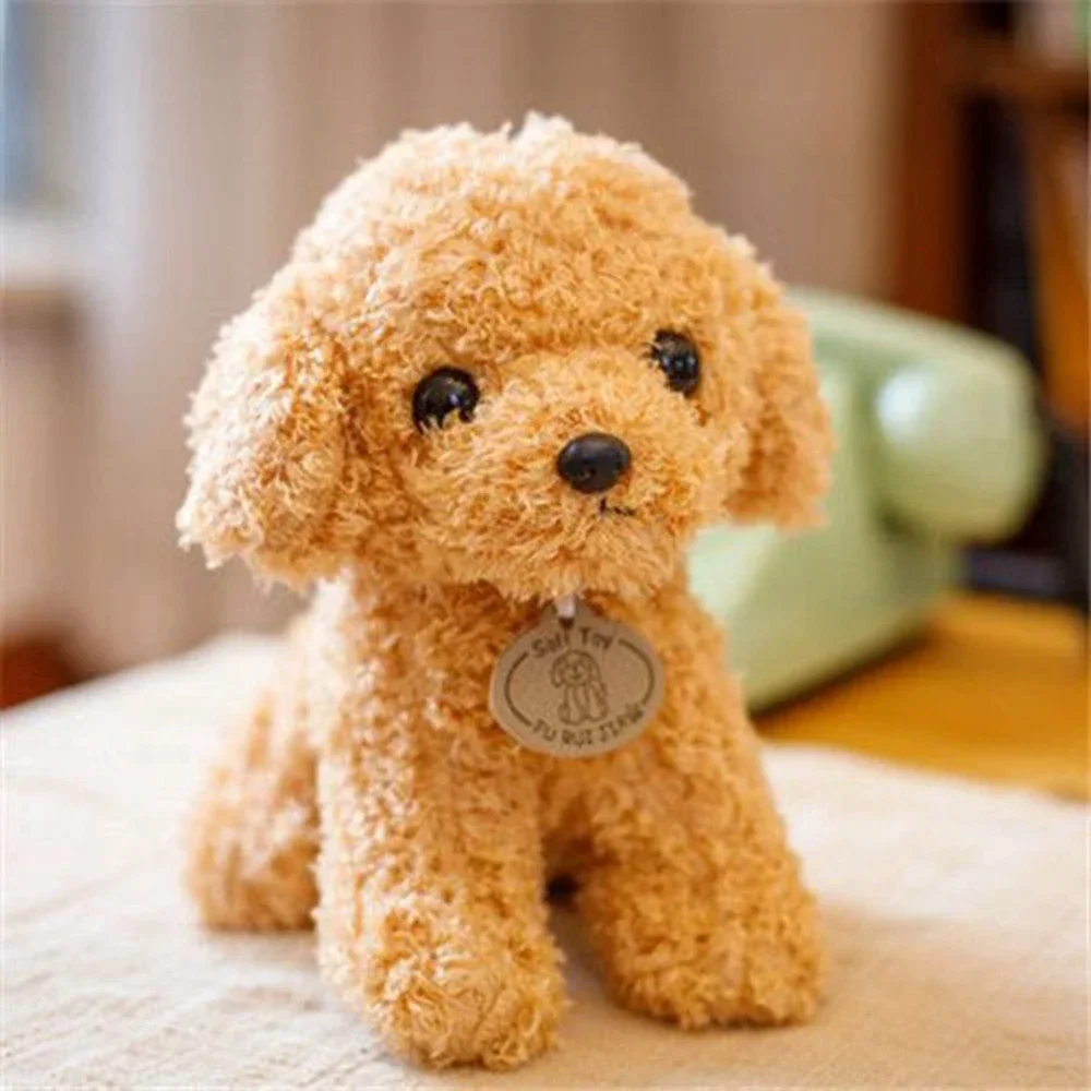 20 cm großer, niedlicher Teddy-Plüschhund mit Lockenmuster und Anhänger – das perfekte Geburtstagsgeschenk für Kinder_voghion.com