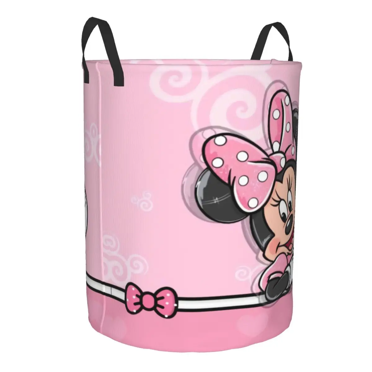 Custom Minnie Mouse Anime Cartoon Laundry Basket Collapsible Baby Hamper for Nursery Toys Organizer Storage Bins 2